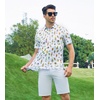 image:imageAlex Vando Mens Hawaiian Golf Shirt Moisture Wicking Digital Print Polo  Tropical vivid patterns Sweatabsorbing Flexible stretch weave Side air slits Unrestricted daily activityWhite Beer