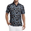 image:imageAlex Vando Mens Hawaiian Golf Shirt Moisture Wicking Digital Print Polo  Tropical vivid patterns Sweatabsorbing Flexible stretch weave Side air slits Unrestricted daily activityBlack Ghost