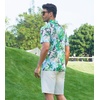 image:imageAlex Vando Mens Hawaiian Golf Shirt Moisture Wicking Digital Print Polo  Tropical vivid patterns Sweatabsorbing Flexible stretch weave Side air slits Unrestricted daily activityNavy Palm