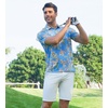 image:imageAlex Vando Mens Hawaiian Golf Shirt Moisture Wicking Digital Print Polo  Tropical vivid patterns Sweatabsorbing Flexible stretch weave Side air slits Unrestricted daily activityYellow Flower