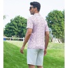 image:imageAlex Vando Mens Hawaiian Golf Shirt Moisture Wicking Digital Print Polo  Tropical vivid patterns Sweatabsorbing Flexible stretch weave Side air slits Unrestricted daily activityPink Leaf