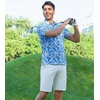 image:imageAlex Vando Mens Hawaiian Golf Shirt Moisture Wicking Digital Print Polo  Tropical vivid patterns Sweatabsorbing Flexible stretch weave Side air slits Unrestricted daily activityTurquoise Leaf