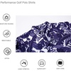 image:imageAlex Vando Mens Hawaiian Golf Shirt Moisture Wicking Digital Print Polo  Tropical vivid patterns Sweatabsorbing Flexible stretch weave Side air slits Unrestricted daily activityWhite With Navy Leaf