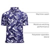 image:imageAlex Vando Mens Hawaiian Golf Shirt Moisture Wicking Digital Print Polo  Tropical vivid patterns Sweatabsorbing Flexible stretch weave Side air slits Unrestricted daily activityWhite With Navy Leaf