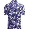 image:imageAlex Vando Mens Hawaiian Golf Shirt Moisture Wicking Digital Print Polo  Tropical vivid patterns Sweatabsorbing Flexible stretch weave Side air slits Unrestricted daily activityWhite With Navy Leaf