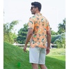 image:imageAlex Vando Mens Hawaiian Golf Shirt Moisture Wicking Digital Print Polo  Tropical vivid patterns Sweatabsorbing Flexible stretch weave Side air slits Unrestricted daily activityOrange Leaf