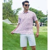 image:imageAlex Vando Mens Hawaiian Golf Shirt Moisture Wicking Digital Print Polo  Tropical vivid patterns Sweatabsorbing Flexible stretch weave Side air slits Unrestricted daily activityPink Leaf