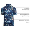 image:imageAlex Vando Mens Hawaiian Golf Shirt Moisture Wicking Digital Print Polo  Tropical vivid patterns Sweatabsorbing Flexible stretch weave Side air slits Unrestricted daily activityNavy Leaf