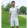 image:imageAlex Vando Mens Hawaiian Golf Shirt Moisture Wicking Digital Print Polo  Tropical vivid patterns Sweatabsorbing Flexible stretch weave Side air slits Unrestricted daily activityWhite Beer