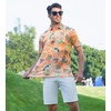 image:imageAlex Vando Mens Hawaiian Golf Shirt Moisture Wicking Digital Print Polo  Tropical vivid patterns Sweatabsorbing Flexible stretch weave Side air slits Unrestricted daily activityOrange Leaf