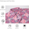 image:imageAlex Vando Mens Hawaiian Golf Shirt Moisture Wicking Digital Print Polo  Tropical vivid patterns Sweatabsorbing Flexible stretch weave Side air slits Unrestricted daily activityPink Blue Palm Fronds