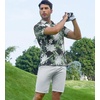 image:imageAlex Vando Mens Hawaiian Golf Shirt Moisture Wicking Digital Print Polo  Tropical vivid patterns Sweatabsorbing Flexible stretch weave Side air slits Unrestricted daily activityWhite Flower