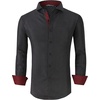 image:imageAlex Vando Mens Printed Dress Shirts Regular Fit Casual Button Down Shirt  Wrinkle resistant Machine washable Contrast on inner collar amp cuff Truetosize cut Business amp Daily Easy outfit pairingBlack 124