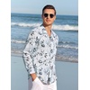 image:imageAlex Vando Mens Printed Dress Shirts Regular Fit Casual Button Down Shirt  Wrinkle resistant Machine washable Contrast on inner collar amp cuff Truetosize cut Business amp Daily Easy outfit pairingLs White Leaf