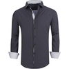 image:imageAlex Vando Mens Printed Dress Shirts Regular Fit Casual Button Down Shirt  Wrinkle resistant Machine washable Contrast on inner collar amp cuff Truetosize cut Business amp Daily Easy outfit pairingBlack Twins 36