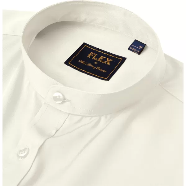 J.VER Mens Banded Collar Dress Shirts Long Sleeve Button Down Mandarin Collar Shirt Solid Stretch Shirt with Pocket