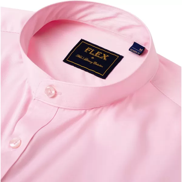 J.VER Mens Banded Collar Dress Shirts Long Sleeve Button Down Mandarin Collar Shirt Solid Stretch Shirt with Pocket