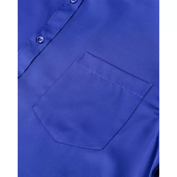 J.VER Mens Banded Collar Dress Shirts Long Sleeve Button Down Mandarin Collar Shirt Solid Stretch Shirt with Pocket