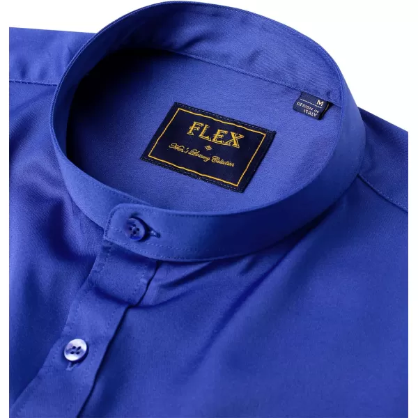 J.VER Mens Banded Collar Dress Shirts Long Sleeve Button Down Mandarin Collar Shirt Solid Stretch Shirt with Pocket