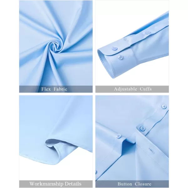 J.VER Mens Banded Collar Dress Shirts Long Sleeve Button Down Mandarin Collar Shirt Solid Stretch Shirt with Pocket