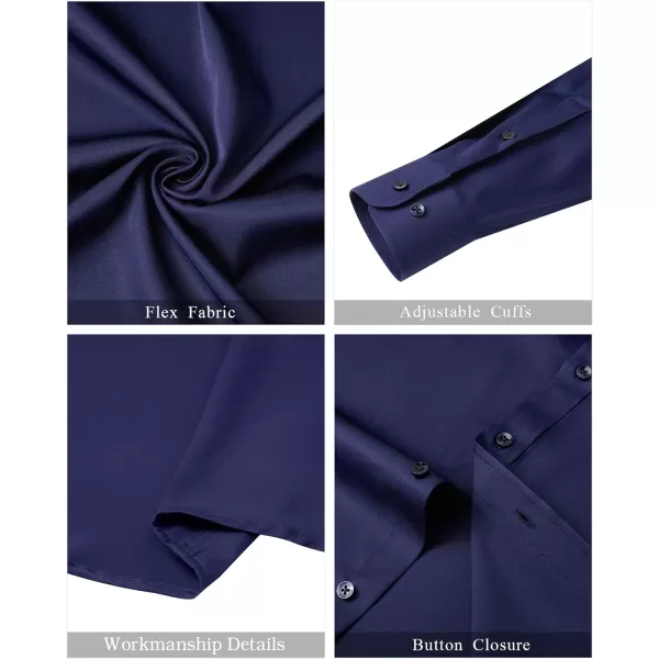 J.VER Mens Banded Collar Dress Shirts Long Sleeve Button Down Mandarin Collar Shirt Solid Stretch Shirt with Pocket