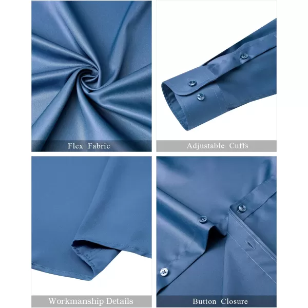 J.VER Mens Banded Collar Dress Shirts Long Sleeve Button Down Mandarin Collar Shirt Solid Stretch Shirt with Pocket