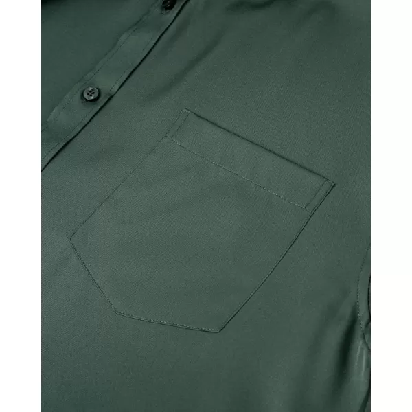 J.VER Mens Banded Collar Dress Shirts Long Sleeve Button Down Mandarin Collar Shirt Solid Stretch Shirt with Pocket