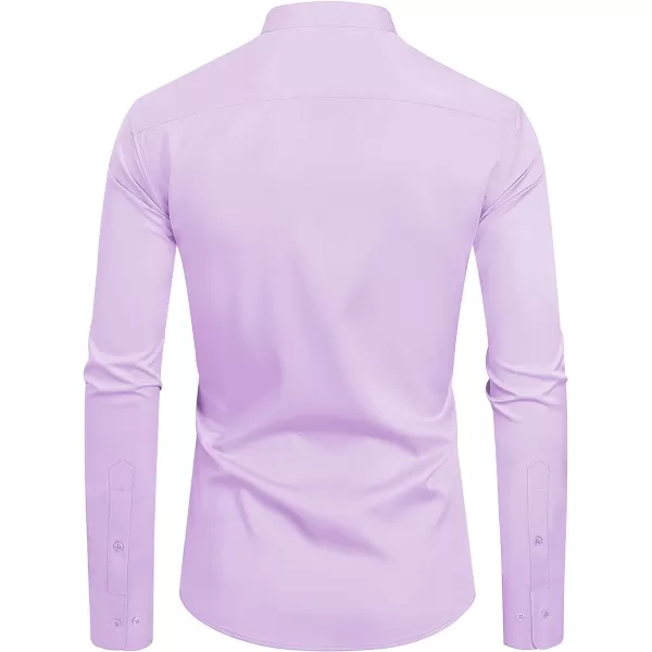 J.VER Mens Banded Collar Dress Shirts Long Sleeve Button Down Mandarin Collar Shirt Solid Stretch Shirt with Pocket