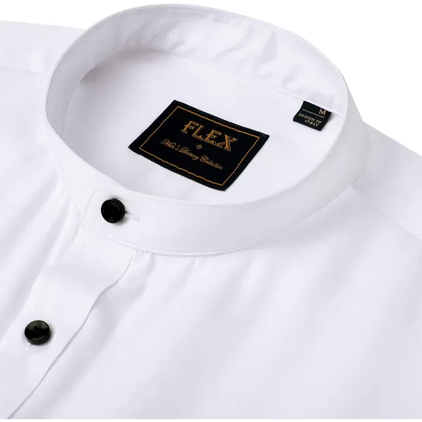 J.VER Mens Banded Collar Dress Shirts Long Sleeve Button Down Mandarin Collar Shirt Solid Stretch Shirt with Pocket