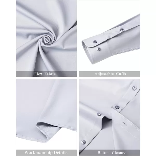 J.VER Mens Banded Collar Dress Shirts Long Sleeve Button Down Mandarin Collar Shirt Solid Stretch Shirt with Pocket