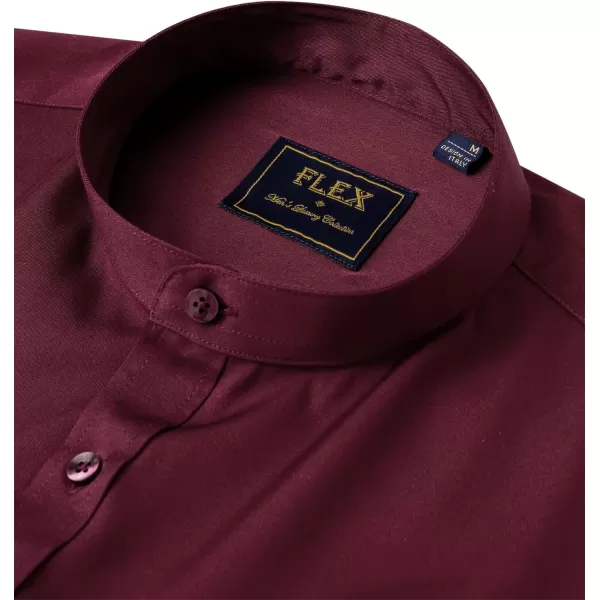 J.VER Mens Banded Collar Dress Shirts Long Sleeve Button Down Mandarin Collar Shirt Solid Stretch Shirt with Pocket