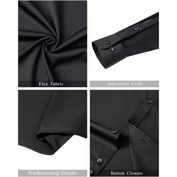 J.VER Mens Banded Collar Dress Shirts Long Sleeve Button Down Mandarin Collar Shirt Solid Stretch Shirt with Pocket