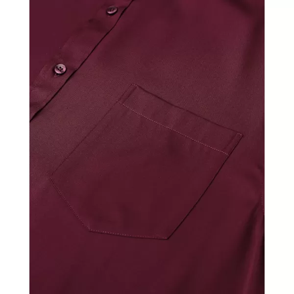 J.VER Mens Banded Collar Dress Shirts Long Sleeve Button Down Mandarin Collar Shirt Solid Stretch Shirt with Pocket