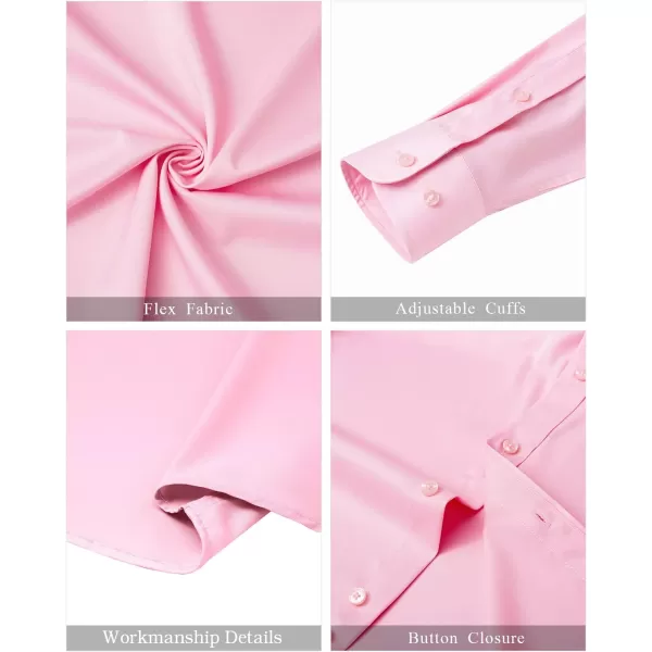 J.VER Mens Banded Collar Dress Shirts Long Sleeve Button Down Mandarin Collar Shirt Solid Stretch Shirt with Pocket
