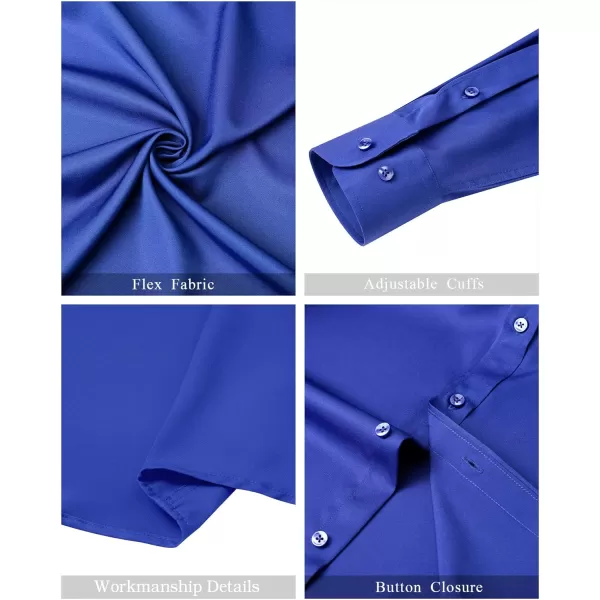 J.VER Mens Banded Collar Dress Shirts Long Sleeve Button Down Mandarin Collar Shirt Solid Stretch Shirt with Pocket