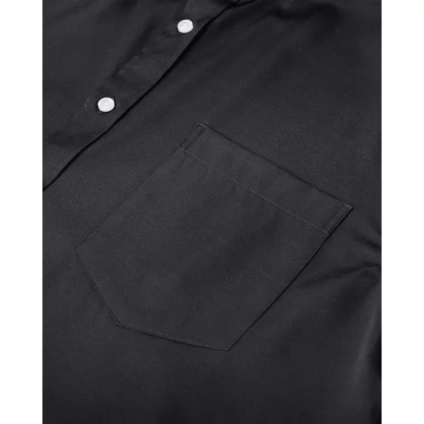 J.VER Mens Banded Collar Dress Shirts Long Sleeve Button Down Mandarin Collar Shirt Solid Stretch Shirt with Pocket