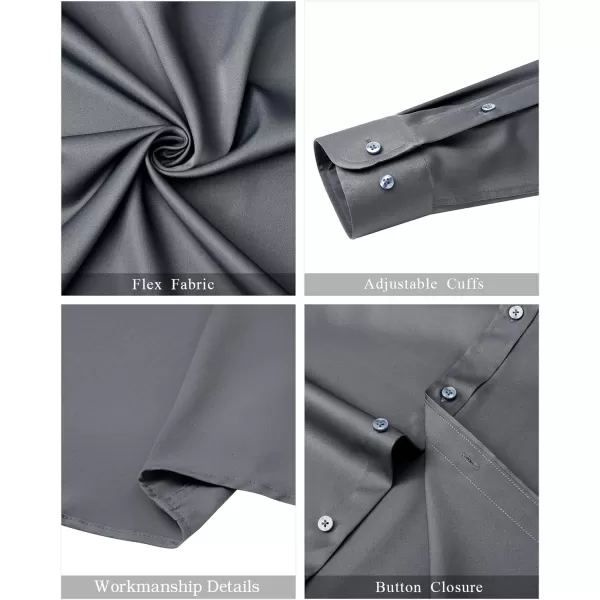 J.VER Mens Banded Collar Dress Shirts Long Sleeve Button Down Mandarin Collar Shirt Solid Stretch Shirt with Pocket