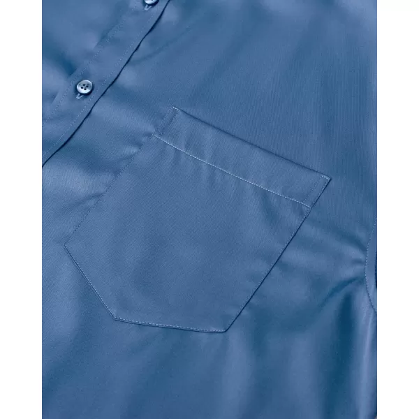 J.VER Mens Banded Collar Dress Shirts Long Sleeve Button Down Mandarin Collar Shirt Solid Stretch Shirt with Pocket