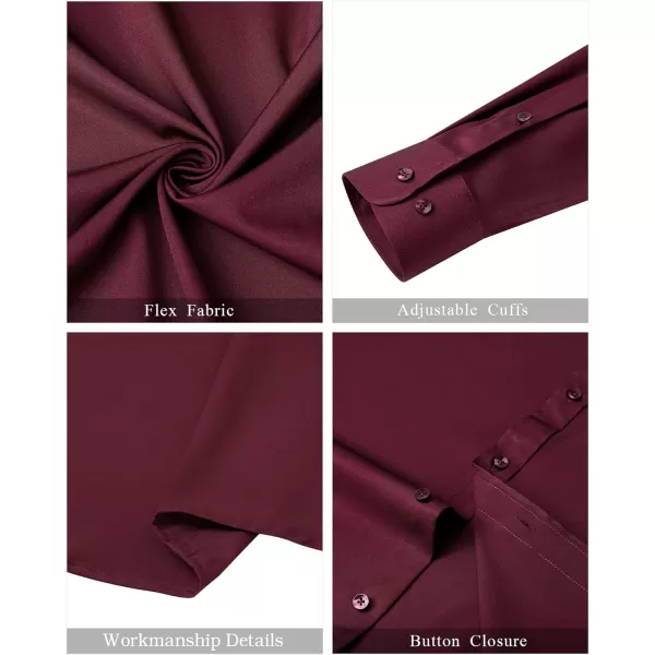 J.VER Mens Banded Collar Dress Shirts Long Sleeve Button Down Mandarin Collar Shirt Solid Stretch Shirt with Pocket
