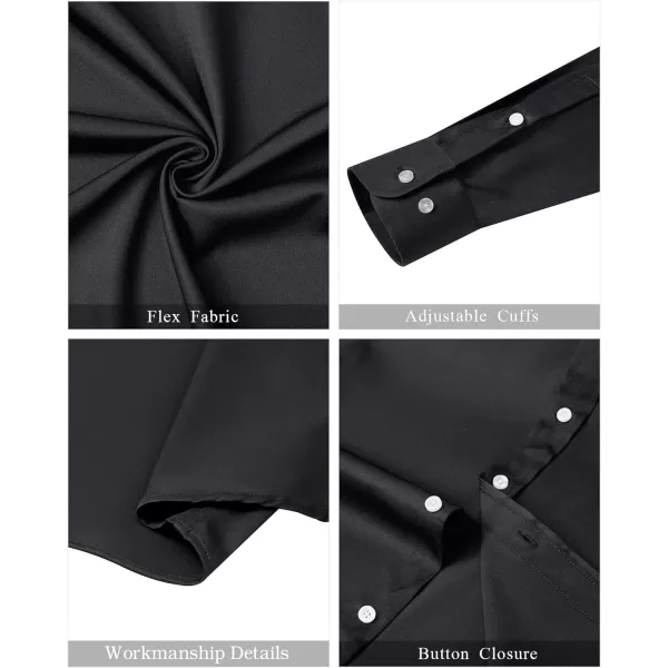 J.VER Mens Banded Collar Dress Shirts Long Sleeve Button Down Mandarin Collar Shirt Solid Stretch Shirt with Pocket