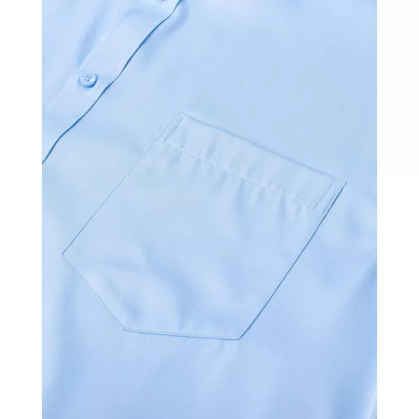 J.VER Mens Banded Collar Dress Shirts Long Sleeve Button Down Mandarin Collar Shirt Solid Stretch Shirt with Pocket