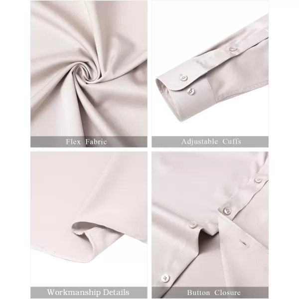 J.VER Mens Banded Collar Dress Shirts Long Sleeve Button Down Mandarin Collar Shirt Solid Stretch Shirt with Pocket