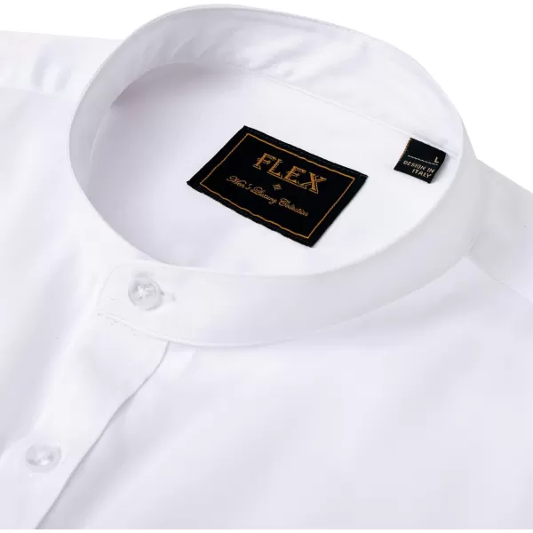 J.VER Mens Banded Collar Dress Shirts Long Sleeve Button Down Mandarin Collar Shirt Solid Stretch Shirt with Pocket