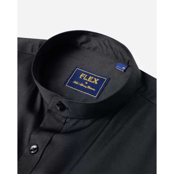 J.VER Mens Banded Collar Dress Shirts Long Sleeve Button Down Mandarin Collar Shirt Solid Stretch Shirt with Pocket