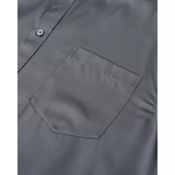 J.VER Mens Banded Collar Dress Shirts Long Sleeve Button Down Mandarin Collar Shirt Solid Stretch Shirt with Pocket