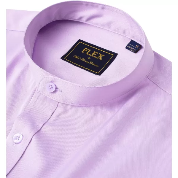 J.VER Mens Banded Collar Dress Shirts Long Sleeve Button Down Mandarin Collar Shirt Solid Stretch Shirt with Pocket