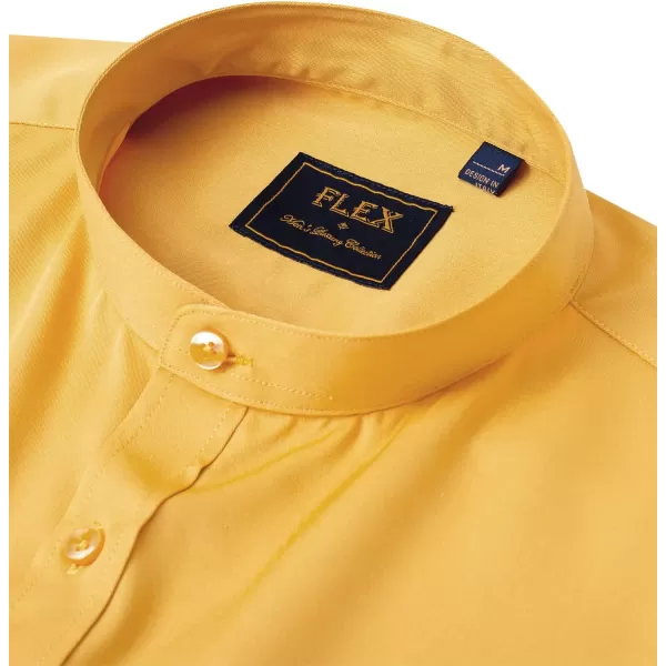 J.VER Mens Banded Collar Dress Shirts Long Sleeve Button Down Mandarin Collar Shirt Solid Stretch Shirt with Pocket