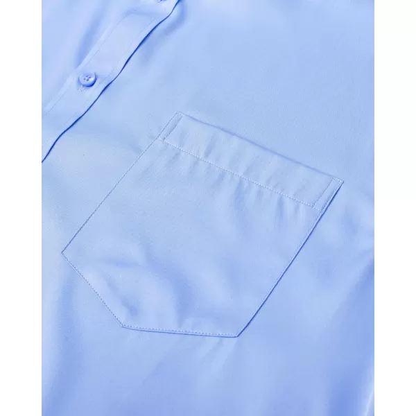 J.VER Mens Banded Collar Dress Shirts Long Sleeve Button Down Mandarin Collar Shirt Solid Stretch Shirt with Pocket