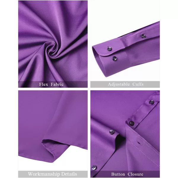 J.VER Mens Banded Collar Dress Shirts Long Sleeve Button Down Mandarin Collar Shirt Solid Stretch Shirt with Pocket