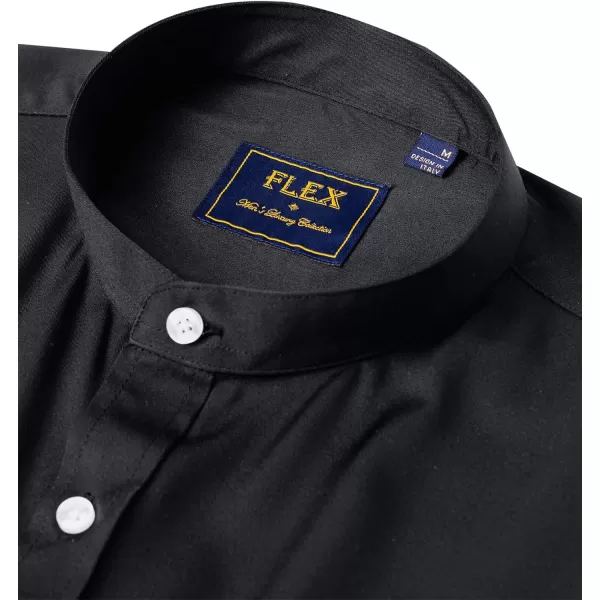 J.VER Mens Banded Collar Dress Shirts Long Sleeve Button Down Mandarin Collar Shirt Solid Stretch Shirt with Pocket
